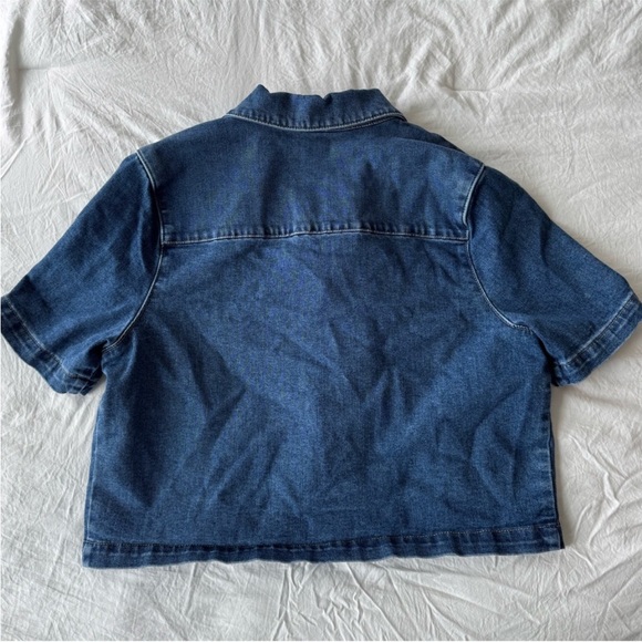 Rachel Zoe Dark Blue Denim Collared Top - Picture 2 of 3